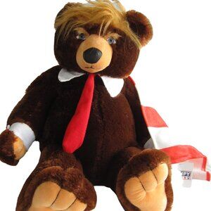 Trumpy Bear w American Flag Cape Plush Stuffed Patriotic MAGA Donald Trump